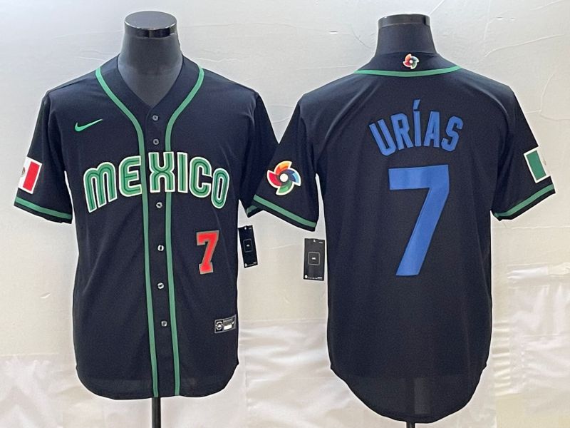 Men 2023 World Cub Mexico #7 Urias Black Nike MLB Jersey20